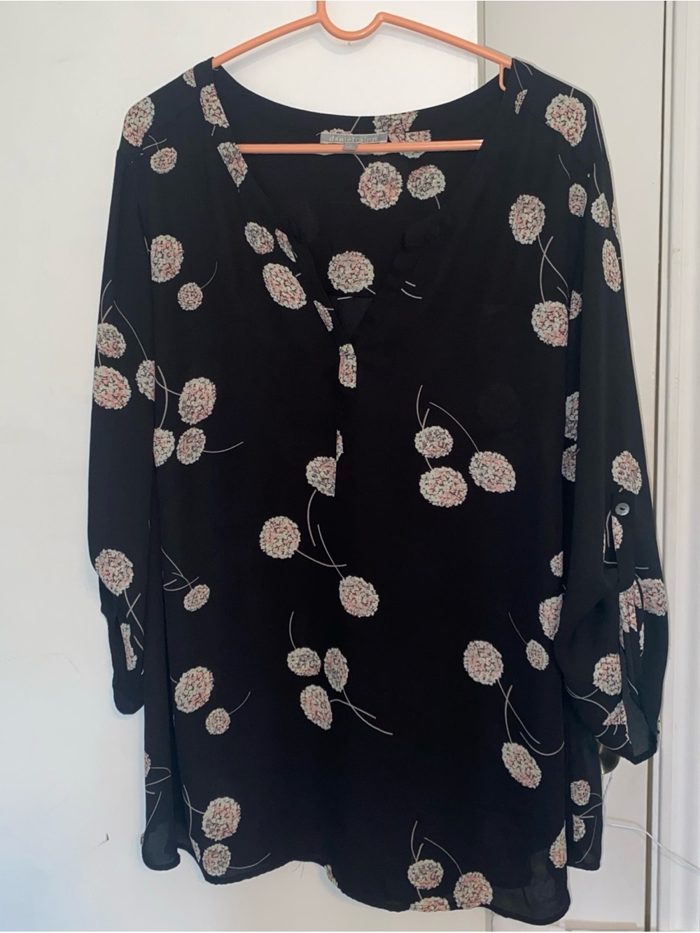 Daniel Rainn Black Floral Print Blouse